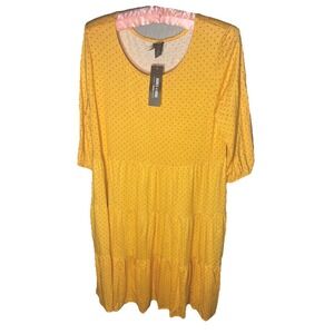 Agnes & Dora Women Med. Amber W/ Red Dots. Flowing 3/4 Sleeve Rayon/spandex (D1)